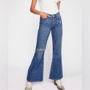 Free People We The Free Relaxed Heritage Distressed Flare Jeans